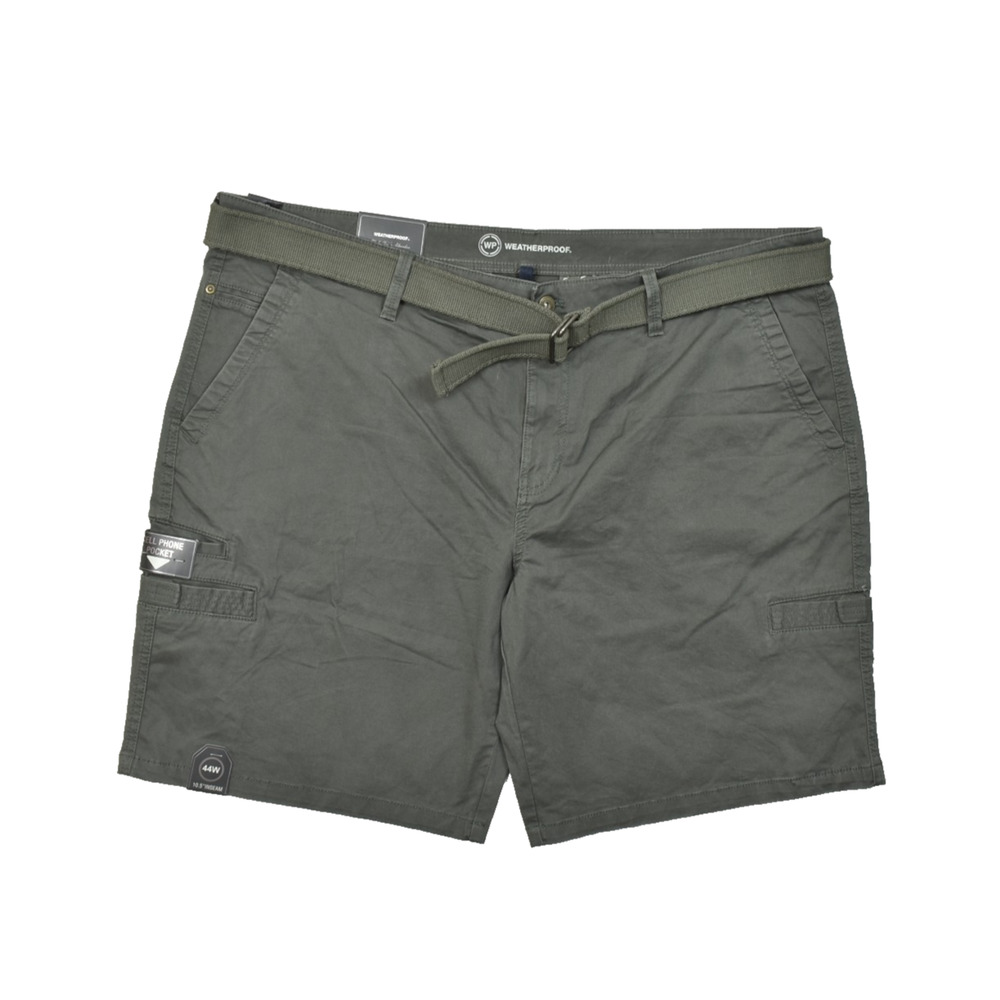 Weatherproof Men Utility Shorts 44W Military Green Cotton Blend 10.5 Inseam NWT